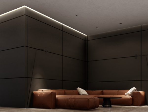 Panel dinding kulit dengan tekstur mewah